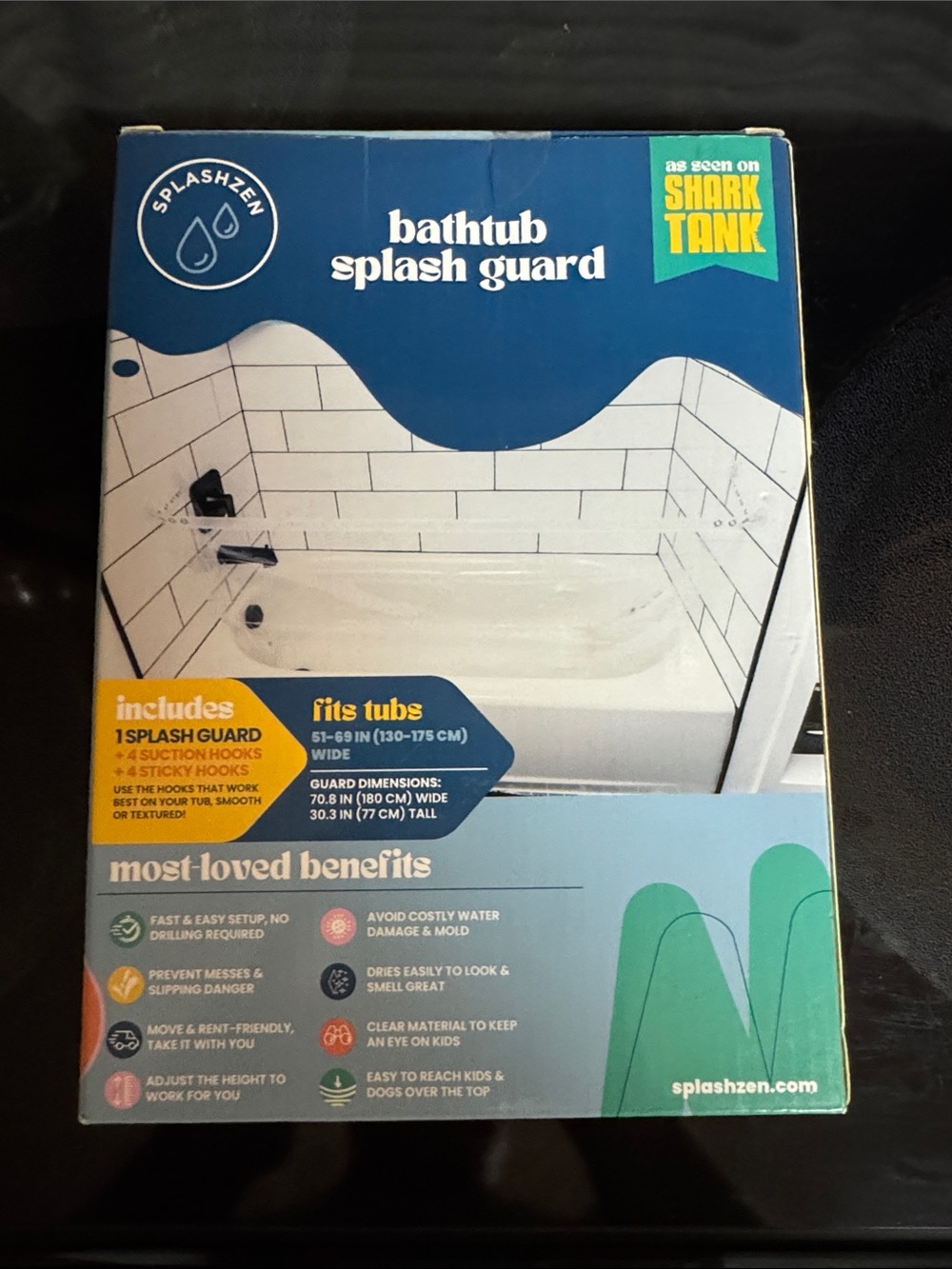 Splash Bathtub Splash Guard in Blue and White - Splash